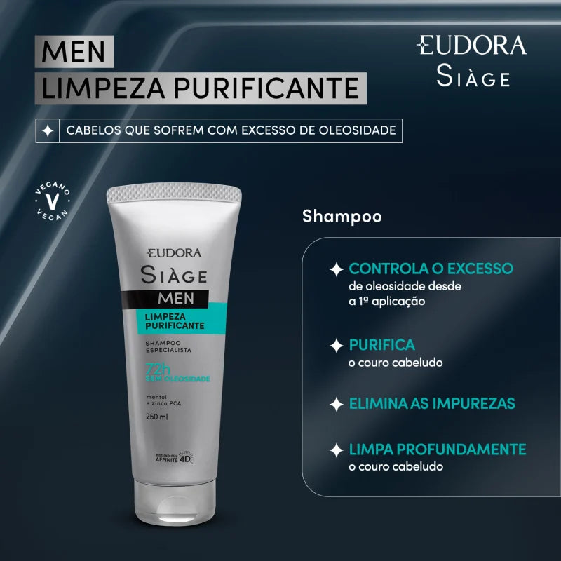 Shampoo Siàge Men Limpeza Purificante 250ml