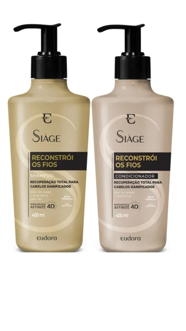 Combo Siàge Reconstrói os Fios: Shampoo 400ml + Condicionador 400ml